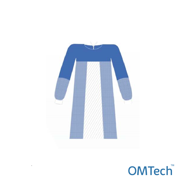 Халат медичний OMTech™ (захисний) комбінований на зав`язках (тип Б) довжиною 130 см (розмір 50-52 (L)) (СМС+ламінований спанбонд - 35+45 г/м2), стерильний